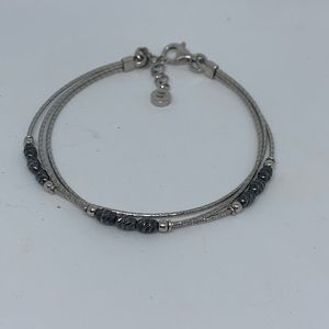 .925 sterling silver hematite signed bracelet